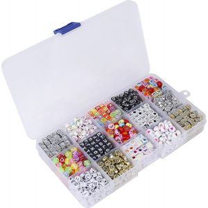 Lettre Alphabet 15 Compartiments Kit De Loisirs Créatifs Diy Perles Pour Enfants Métier À Tisser Création De Bijoux Bricolage Bands Bracelets 1100 Pièces - Neuf