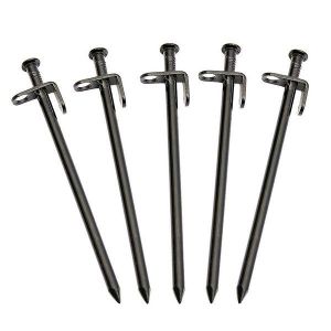 Lot De 5 Piquets De Tente En Acier Robustes - Piquets De Sol Durables Pour Auvents, B&acirc;ches Et Tentes De Plage - S&eacute;curisez Votre Installation Ext&eacute;rieure ! - Neuf