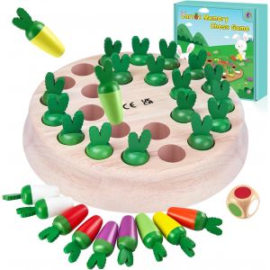 ChenQuanSarl-Jeu De Memoire Carotte, Jouet En Bois Montessori Jeu &Eacute;ducatif Enfant Pour Couleur Cognitive & M&eacute;moire De Formation, Cadeau Jeu De Soci&eacute;t&eacute; Famille Pour 3 4 5 6+ Ans Garcon Fille - Neuf