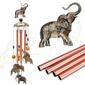 MEVRONISSHOP-Carillon éolien, carillon éolien éléphant, cadeaux d'éléphant, carillon à vent décoratif extérieur, carillon commémoratif vintage pour amis, cadeaux pour aînés, décoration en cuivre élép - Neuf