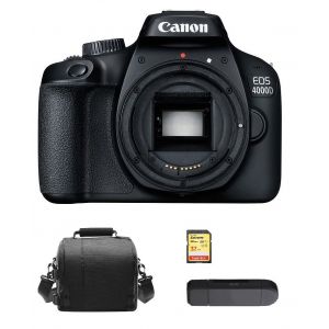 CANON EOS 4000D reflex 18 mpix Body Noir + SD 32Go + Sac + Memory Card Reader - Neuf