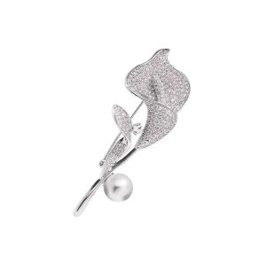 L'or, L'argent Calla Lily Broche Avec Strass Et Perles Pour La F&ecirc;te De La Danse, De Fleur &Eacute;l&eacute;gante Conception, Bijoux De Mode Accessoires - Neuf