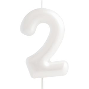 Eryi-Bougie D'anniversaire En Forme De Chiffre 2 Blanc Macaron - Bougies D'anniversaire « Happy 2 » Pour Gâteau - Décorations De Gâteau Blanches Pour Filles - Pastel Sweet 2 - Neuf