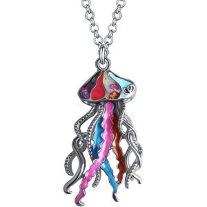 Kal-Collier Requin &Eacute;mail Pendentif Alliage De Zinc Dauphin Baleine Pieuvre Meduse Hippocampe Cadeaux D'&eacute;t&eacute; Pour Femme Fille Bijoux D'oc&eacute;an - Neuf