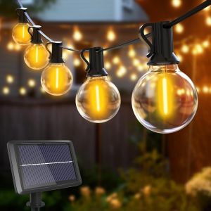 Aiou-23m Guirlande Solaire Exterieur,30+3 Led Guirlande Lumineuse Solaire Étanche Ip65,4 Modes Guirlande Guinguette Extérieur Pour Jardin Terrasse Cour Noël Mariage Fête - Neuf