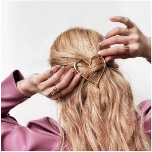 Kalvd-Barrette Coeur Bohémien Barrette Coeur Doré Barrette Coeur Métallique Barrette Coeur Creux Coiffure Accessoires Cheveux Décoratifs Bijoux Pour Femmes - Neuf