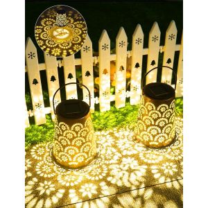 Lanterne Solaire Exterieur Jardin, M&eacute;tale Ip65 &Eacute;tanche Lanterne Led Poser Pour Jardin Ext&eacute;rieur Patio Balcon Camping (2 Pi&egrave;ces) - Neuf