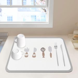 Tapis &Eacute;gouttoir Vaisselle, Tapis De S&eacute;chage Vaisselle Super Absorbant, Tapis &Eacute;vier Cuisine En Nanofibres &Agrave; S&eacute;chage Rapide Pour Cuisine (30 X 40cm, Vaisselle) - Neuf