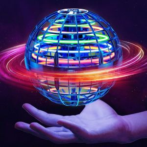 (Bleu) De Vol De L'orbe De Balle Carré Boule, Rotatif À 360° Boomerang De Vol De L'orbe De La Balle, Vol Led Spinner Mini Drone, La Magie De Vol De La Balle De Jouets, - Neuf