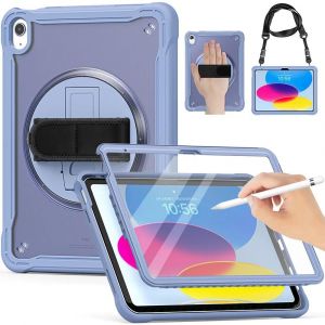 Coque Pour Ipad A16 (11"") / Ipad 10 2022 (10,9"" 10e G&eacute;n&eacute;ration) Protection Antichoc Int&eacute;grale Avec Sangle De Main - Violet - E.F.Connection - Neuf