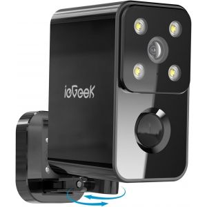 2K Rotation à 180° Camera Surveillance WiFi Exterieure sans Fil, 2.4GHz Caméra Batterie, Vision Nocturne Couleur, Audio Bidirectionnel, Détection de Mouvement PIR, Sirène, IP65, Local/Cloud, S3 - Neuf