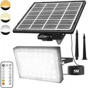 Projecteur Led Extérieur Avec Panneau Solaire, 400lm Ultra Lumineux, 3 Modes De Lumière, Couleur/Luminosité/Temporisation Réglable, Étanche Ip66, Projecteur Solaire Pour Jardin Garage Cours - Neuf