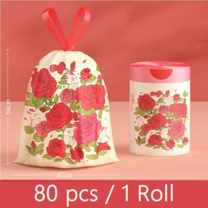 Sac Poubelle &Eacute;pais Avec Parfum De Rose,Impression De Processeur De R&eacute;sidus Alimentaires,Accessoire De Cuisine Jetable Portable Pour La Maison.80Pcs Rolls.45X50Cm - Neuf