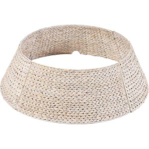 Collier De Sapin De No&euml;l De 61 Cm (24 Po), Jupe De Sapin En Rotin Tress&eacute; Couleur Jacinthe, Accessoire De No&euml;l 3 Pi&egrave;ces Avec D&eacute;coupe Pour Cordon - Blanc D&eacute;lav&eacute; - Neuf