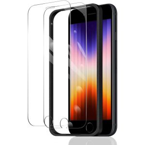 2 Films De Protection D'&eacute;cran Pour Iphone 6/6s/7/8/Se3/Se2022/Se2020 + 1 Cadre D'installation, Film En Verre Tremp&eacute; De Duret&eacute; 9h, Compatible Avec Les Coques, Installation Facile, Anti-Rayures Et - Neuf