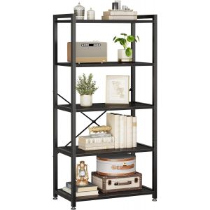 Ulteronixshop-tag&egrave;re &agrave; 5 Niveaux, Biblioth&egrave;que avec Rangement, 20 x 50.8 x 145.5 cm Meuble de Rangement pour Bureau, Salon, Chambre &agrave; Coucher, Cuisine, Noir - Neuf