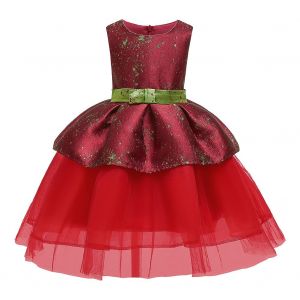 Robe De Princesse Trapeze Sans Manches En Dentelle Multicouche Pour Petite Fille?? Costume De Fete (120) - Neuf