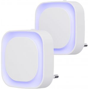 2 Pcs Veilleuse Led Automatique,Lampe De Nuit À Capteur Crépusculaire,3 Niveaux De Luminosité Dimmmable Veilleuse Enfant Avec Prise,Pour Couloir,Cuisine,Salle De Bains,Bleu - Neuf