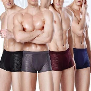 Été Glace Soie Maille Respirante Culotte Hommes Culottes Shorts Culottes Boxer Sous-Vêtements Doux Respirant Maille U-Convexe Boxer - Neuf