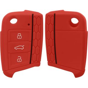 Car Key Case Compatible With Vw Golf 7 Mk7 3-Button Car Key Accessory-Protective Soft Silicone Case-Red - Neuf