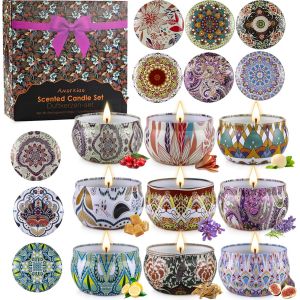Coffret Cadeau De Bougies Parfumées Pour Femme, Cadeau D`Aromathérapie Pour Femme, Pour Soulager Le Stress, Anniversaire, Bain, Yoga, Fête D`Anniversaire (9pc) - Neuf
