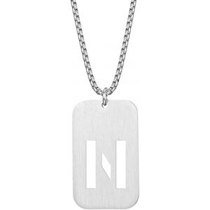 Kal-Homme Acier Inoxydable Dog Tag Initiale Lettre Pendentif Collier Carr&eacute; Militaire Charme Avec Cha&icirc;ne - Neuf