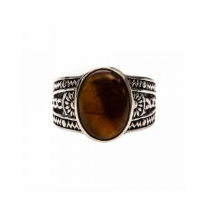 Bague Homme Argent Ethnique ?Il De Tigre - Neuf