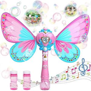 Machine À Bulles Pour Enfants | Baguette À Bulles Papillon Pour Tout-Petits, Plus De 1 000 Bulles Par Minute | Solution À Bulles Incluse Pour Les Filles - Neuf