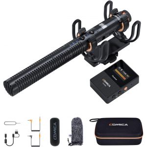 ASFASFq-COMICA VM30 Microphone sans Fil 2.4G avec Shotgun Micro et Récepteur, Microphone Caméra Supercardioïde, Micro à Flèche sans Fil pour Cinéaste,Interview,Journaliste,Youtuber,Podcast - Neuf