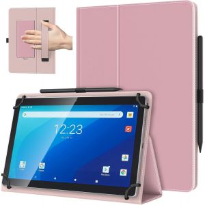 LORANKA-Coque Universel pour Tablette Androiod de 10,1 Pouces avec Boucle pour Stylet, Coque L&eacute;ger et Pliable avec Main pour Toutes Les Tablettes &agrave; &Eacute;cran Tactile de 9,6 &agrave; 11 Pouces, Rose Clair - Neuf