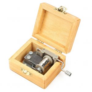 Boite a musique en bois de style britannique gravee a manivelle, cadeau d'anniversaire, jouet artisanal (moulin a vent) - Neuf