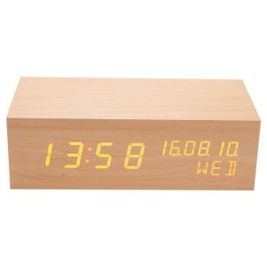 Réveil Haut-Parleur Bluetooth Bois LED USB Alarme Économie Énergie YONIS - Neuf