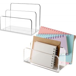 Teppd-Lot De 2 Organiseurs De Courrier Pour Bureau, 2 Sections En Acrylique Transparent, Trieur De Courrier Vertical, Moderne, Pour La Maison, Le Bureau, Les Enveloppes, Les Documents - Neuf