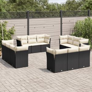 Prolenta Premium - Salon De Jardin 12 Pcs Avec Coussins Noir R&eacute;sine Tress&eacute;e - Neuf