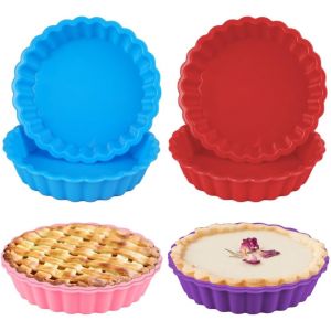 Jexnovashop-Moule &Agrave; Tarte En Silicone, 11 Cm, Mini Moules Anti-Adh&eacute;sifs Pour Tartes Et Quiches - Neuf