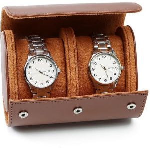 Kal-Boîte À Montres Pour Homme ¿ Étui À Montre Enroulable En Cuir Avec 1 Fente De Rangement Pour Montres Avec Coussins De Montre Amovibles, Matériau Pu De Luxe Vintage (Boîte À Montres À 2 - Neuf