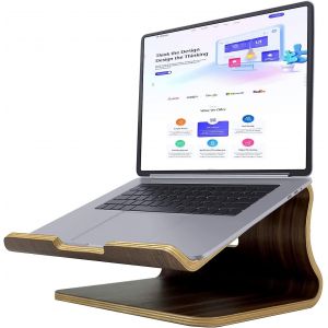 Support pour ordinateur portable, support en bois pour MacBook Air/Pro, Lenovo, Dell, HP et autres ordinateurs portables - Neuf