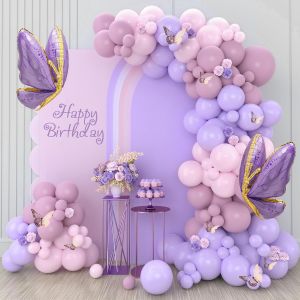 KALANKA-Kit Arche Ballon Violet Rose, 133 Pièces Ballons Anniversaire Violet avec Ballon Rose, Ballon Papillon, Arche de Ballon Violet Pastel pour Decoration Anniversaire, Mariage, Baby Shower, Bapte - Neuf