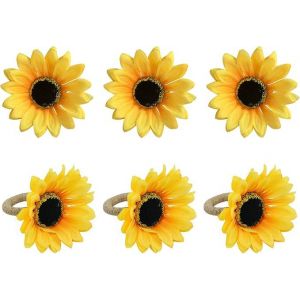 Lot De 6 Ronds De Serviette (Tournesol), Faits Main Pour Mariage, Dîner, Banquet, Service Champêtre Pour Noël, Thanksgiving, Anniversaire - Neuf