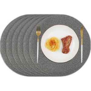 Sjzg-Lot De 6 Set De Table Rond Lavable Dessous De Table Gris Fonc&eacute; Sous Assiette De Table R&eacute;sistantes &Agrave; La Chaleur Antid&eacute;rapant 34cm - Neuf