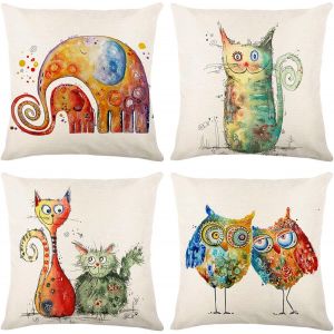 Lot De 4 Housses De Coussin, Housses De Coussin 45x45, Housses De Coussin Decora - Neuf