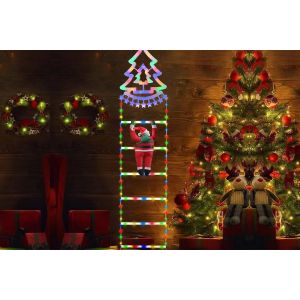 Guirlande Lumineuse De No&euml;l De 1,7 M Avec 160 Led Et P&egrave;re No&euml;l - 8 Modes D'&eacute;clairage, &Eacute;tanche, D&eacute;coration Int&eacute;rieure/Ext&eacute;rieure - Neuf