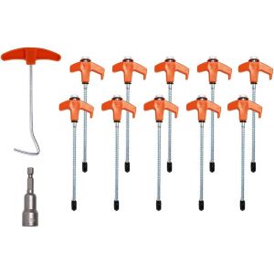 Eryi-10pcs Piquets De Tente À Visser, Piquets De Tente En Acier, Piquets De Tente Robustes, Piquets De Tente En Metal, Ancrages Au Sol À Visser Accessoires, Pour Camping, Jardinage, Herbe (Orange) - Neuf