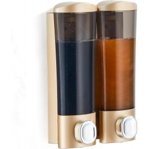 KAL-Distributeur De Shampooing Et D'Après-Shampoing, Distributeur De Savon Mural À 2 Chambres Pour Distributeur De Gel Douche, Sans Perçage, Distributeur De Liquide Douche Pour Salle De Bain, - Neuf