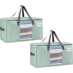 76 L Sacs de D&eacute;m&eacute;nagement Grand,Sac Rangement Vetements avec Couvercles et Poign&eacute;es Renforc&eacute;es pour le V&ecirc;tement,Couettes,Alternatives aux Cartons de D&eacute;m&eacute;nagement(Vert Clairr,Lot de 2) - Neuf
