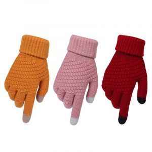3 Paires D'hiver Des Femmes De L'&eacute;cran Tactile Gants En Polaire Chaude Doubl&eacute;e De Gants En Tricot &Eacute;lastique Manchette Hiver Textos Gants - Neuf