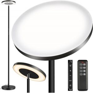 Lampadaire Led, 34w/3000lm Double &Eacute;clairage Lat&eacute;ral, 3000k-6000k Dimmable Lampe Sur Pied Avec T&eacute;l&eacute;commande Et Contr&ocirc;le Tactile, Minuterie 1-Heure, Haut Lampadaire Sur Pied Salon, Chambre, Bureau - Neuf