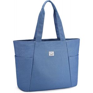 Grand Tote Bag,Cabas Femme en Toile L&eacute;ger Sac Fourre-Tout avec Fermeture Eclair Sac &agrave; Main en Tissu pour fille pour &Eacute;cole Universit&eacute; Shopping Travail Voyage - Neuf