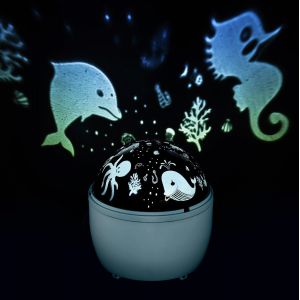 Projecteur Led Dauphin Et Monde Sous-Marin, S'allume En Blanc Et Bleu, Projecteur Led De Ciel &Eacute;toil&eacute; Avec 2 Modes, Pour L'int&eacute;rieur, Fonctionne Sur Piles, Env. 11,5 X 13 Cm[Vei9271654] - Neuf