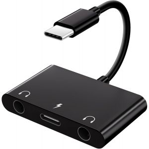 Kathlelxh-Adaptateur Usb C Jack, 3 En 1 Adaptateur Pr Jack Usb C Et Chargeur Rapide Pd 60W, Pour Iphone 16//15/16 Pro , Galaxy, Huawei P50/Mate Pixel, Pad[H1038] - Neuf
